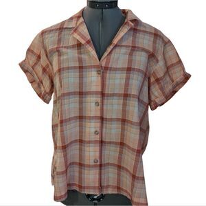 Eddie Bauer Plaid Button-Up Shirt Women's Size Small‎ Nwt